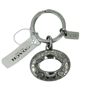 NWT Coach Silver Signature Open Oval Keychain Charm